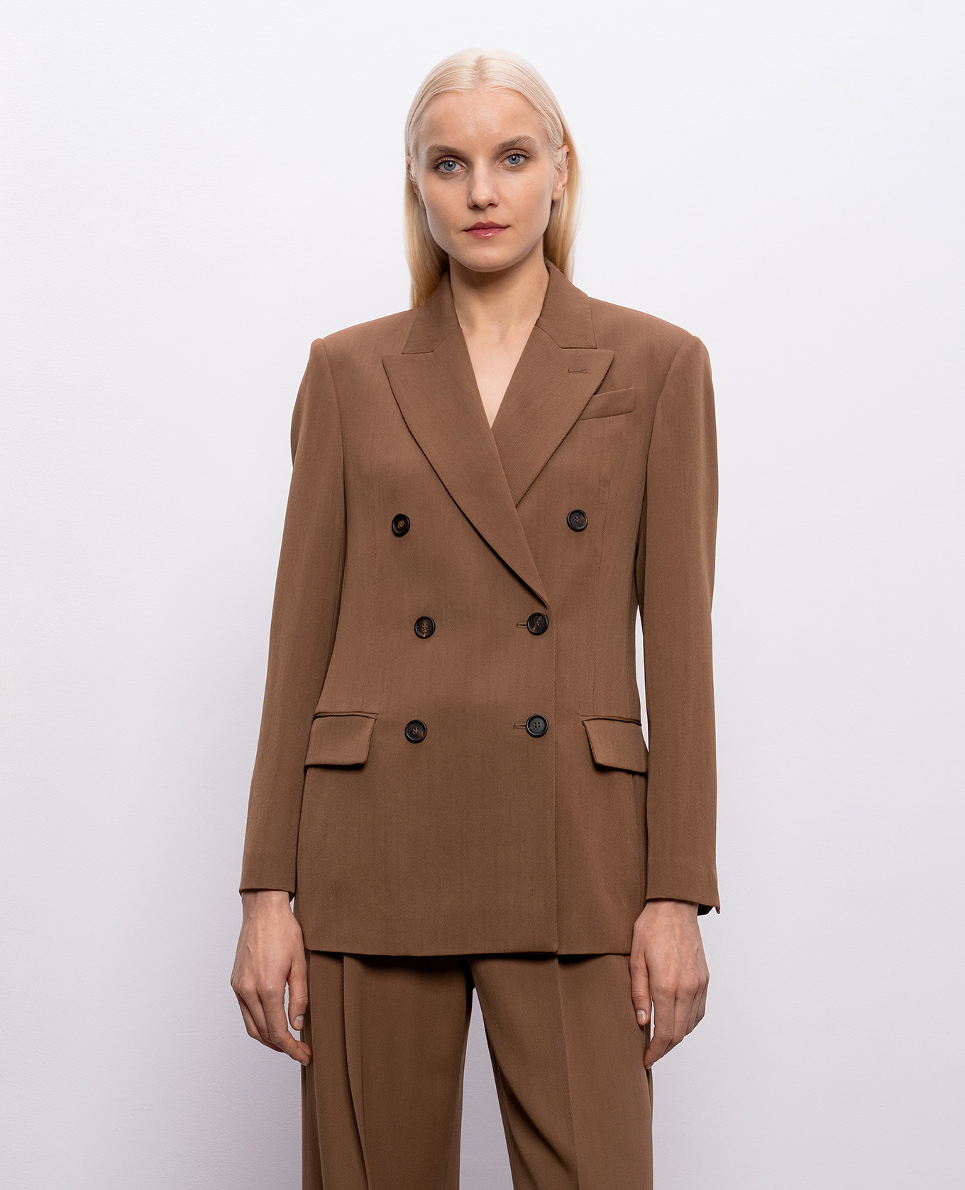 Brown double-breasted jacket with wool Brunello Cucinelli 3