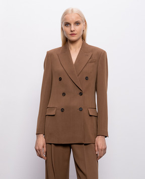 Brunello Cucinelli Brown double-breasted jacket with wool MG5487095P