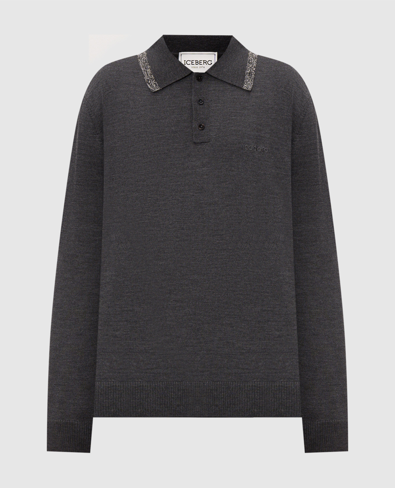 Grey wool polo shirt with logo embroidery Iceberg