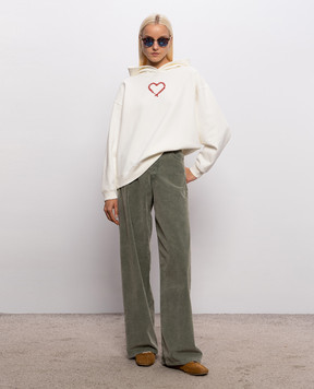 Dondup Dakota green corduroy pants with logo patch DP849VS0028YNA8
