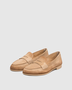 Santoni Brown suede loafers with monogram logo WUVD72025GOMSAEA