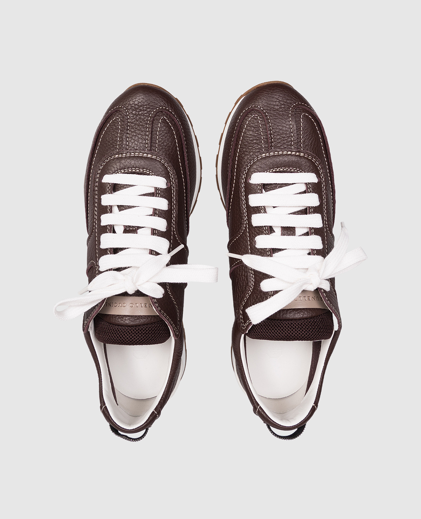 Burgundy leather sneakers with a monil chain Brunello Cucinelli 4