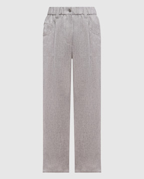 Brunello Cucinelli Gray wool pants with monil chain MP549P9148