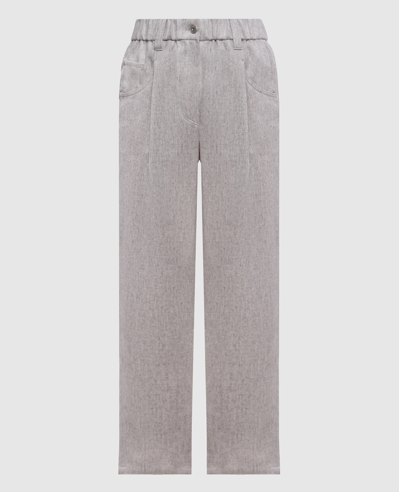 Gray wool pants with monil chain