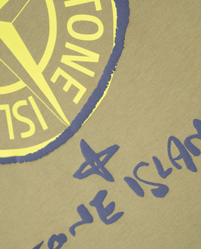 Stone Island Children's khaki T-shirt with emblem and logo L1S162100009S03771012