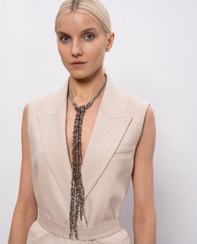 Peserico Brown necklace with monil chain and beads A35506C0CC779