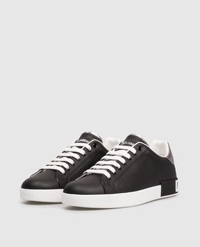 Dolce&Gabbana Black leather Portofino sneakers CS2216AH527