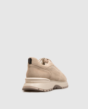 Doucal's Beige combination sneakers with fur DD8828WHINPN724