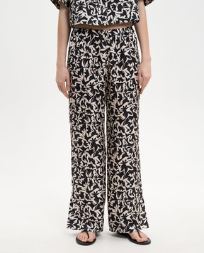 Asceno Black Loreto printed silk pants B065F04C504