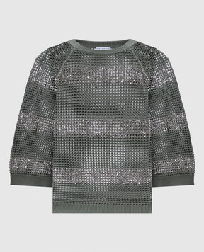 Brunello Cucinelli Green openwork jumper with sequins M58772800
