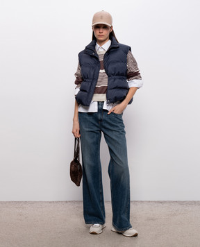 Brunello Cucinelli Blue down vest with monil chain MD5987612P