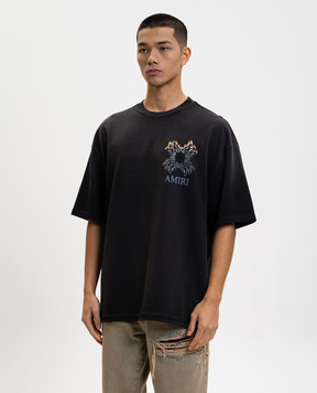 AMIRI Black Flames T-shirt with logo print AMTOJR1112