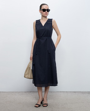 Peserico Blue dress with a monil chain S02235L10A00481