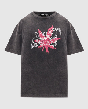 Palm Angels Grey Palm Leaf T-shirt PMAA109S26JER003