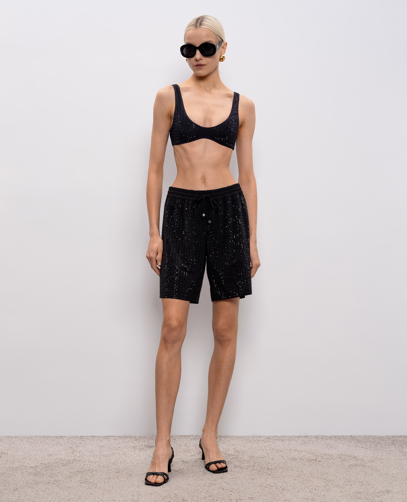 

Black MALIBU beach shorts with crystals Venuja