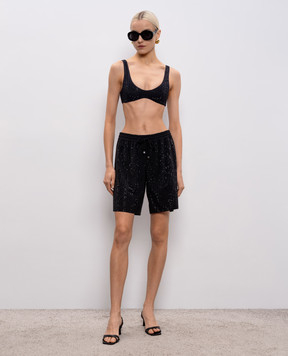 Venuja Black MALIBU beach shorts with crystals BX005A