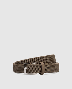 Kiton Khaki braided belt USC3601N01357