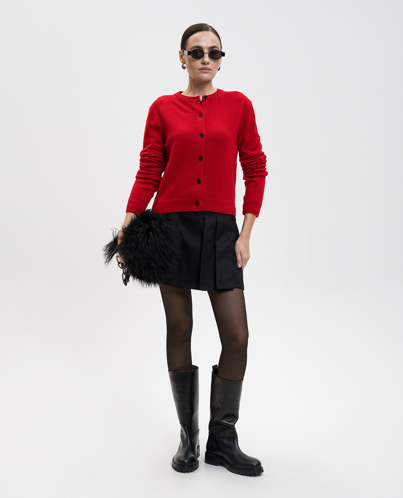 Red wool and cashmere cardigan with logo Juun.j 2