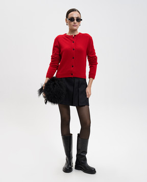 Juun.j Red wool and cashmere cardigan with logo JW5X5AW036