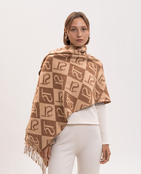 Twinset Beige scarf with monogram pattern 262TO5460
