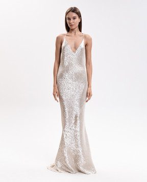 Tom Ford Beige silk maxi dress with open back AB3743FAX1898