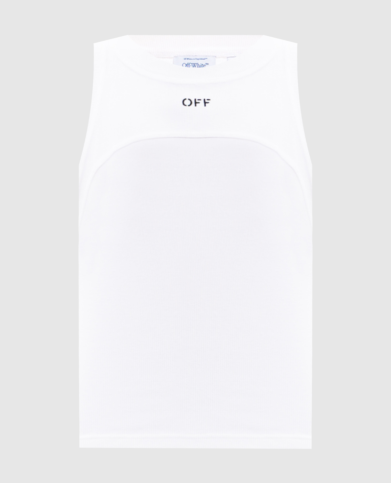 White ribbed top with logo embroidery