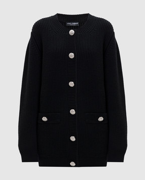Dolce&Gabbana Black wool cardigan with crystals FXVCDZJDVF0