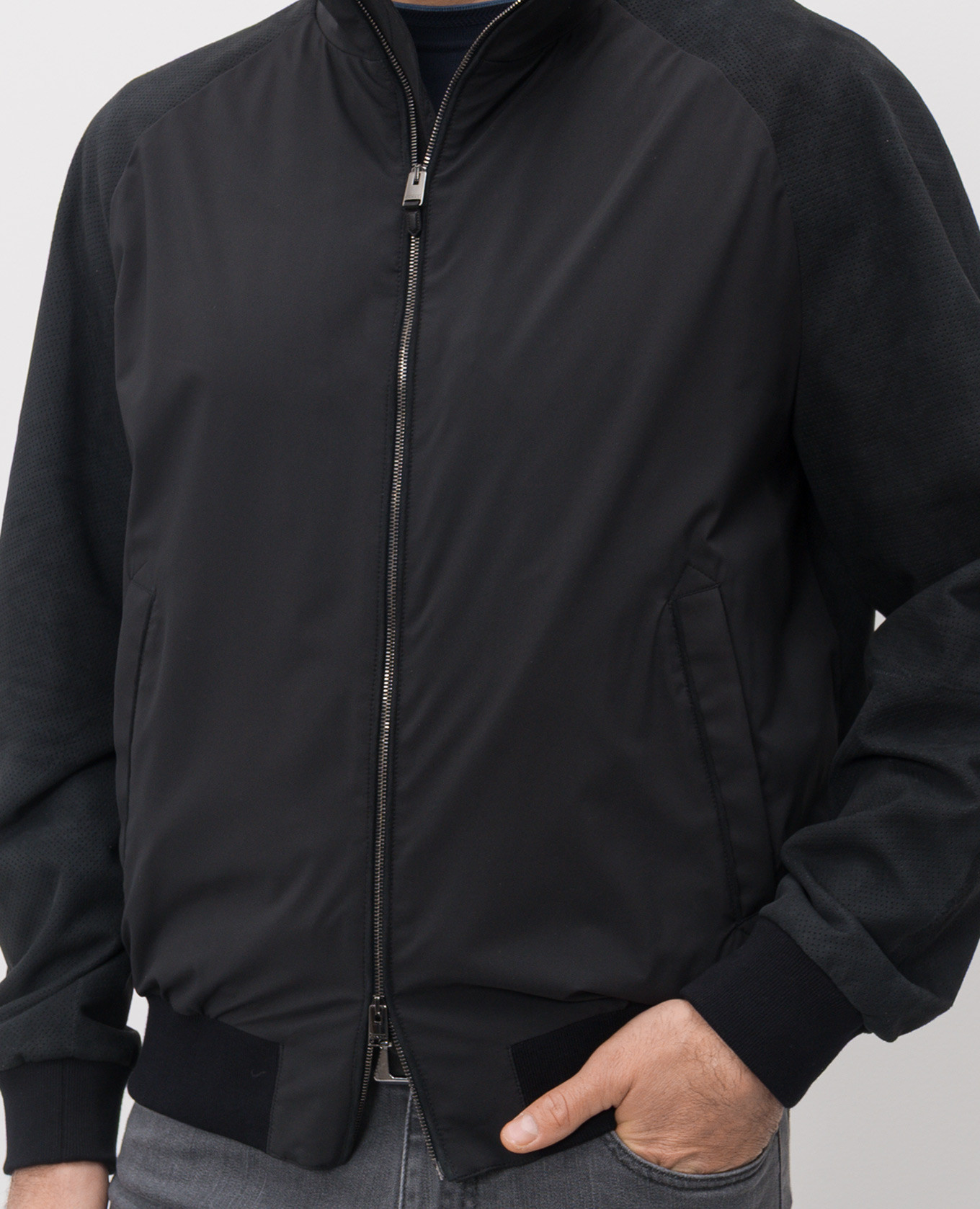 Black suede combination jacket Canali 5