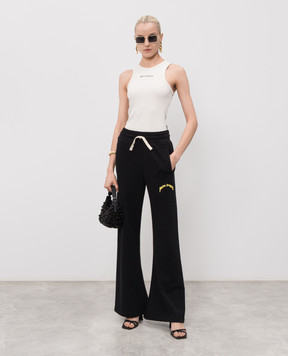 Palm Angels Ivory ribbed T-shirt PWAC024S26JER001