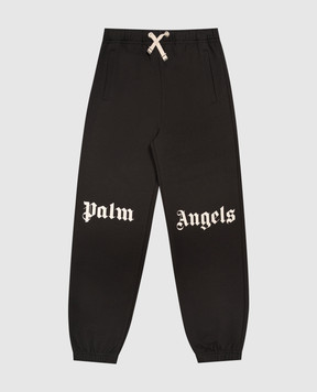 Palm Angels Kids' black joggers with logo print F6PAJBFP016