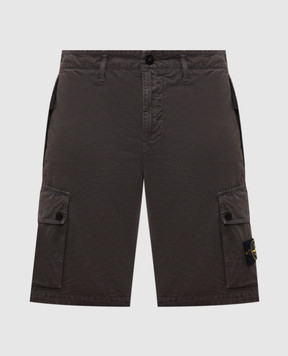Stone Island Brown cargo shorts with logo patch L1S15L100019S00WA