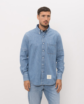 Thom Browne Blue denim shirt with logo patch MWL412OF1210