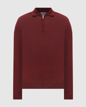 Bertolo Cashmere Burgundy wool and silk polo with zipper 90083700000658