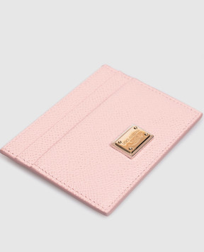 Dolce&Gabbana Pink leather cardholder with metal plate BI0330A1001