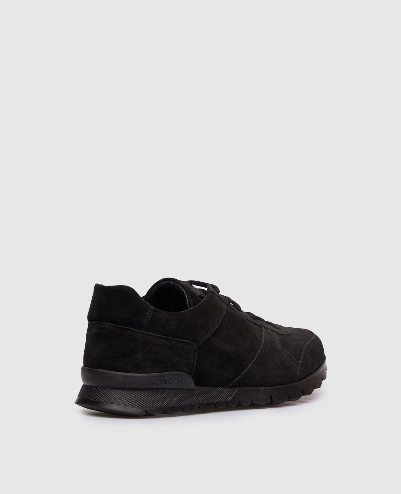 Black suede sneakers with textured logo Kiton 3
