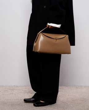 Toteme Brown leather T-lock bag 241WAL956LE0025
