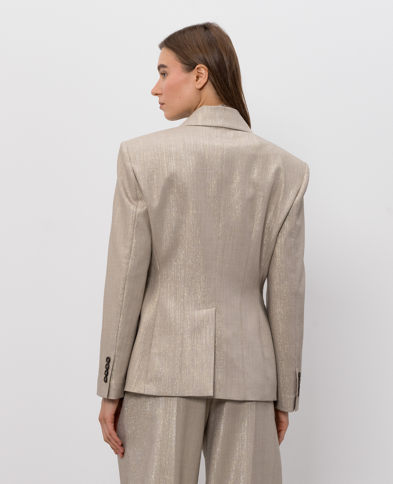 Beige double-breasted jacket with lurex Brunello Cucinelli 4