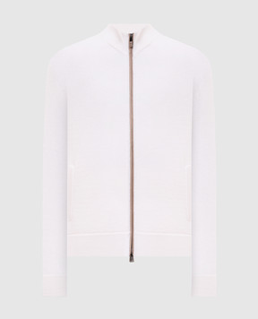 Canali Ivory wool and cashmere cardigan MK02547C1238