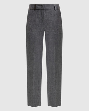 Peserico Gray wool patterned pants A0471806413