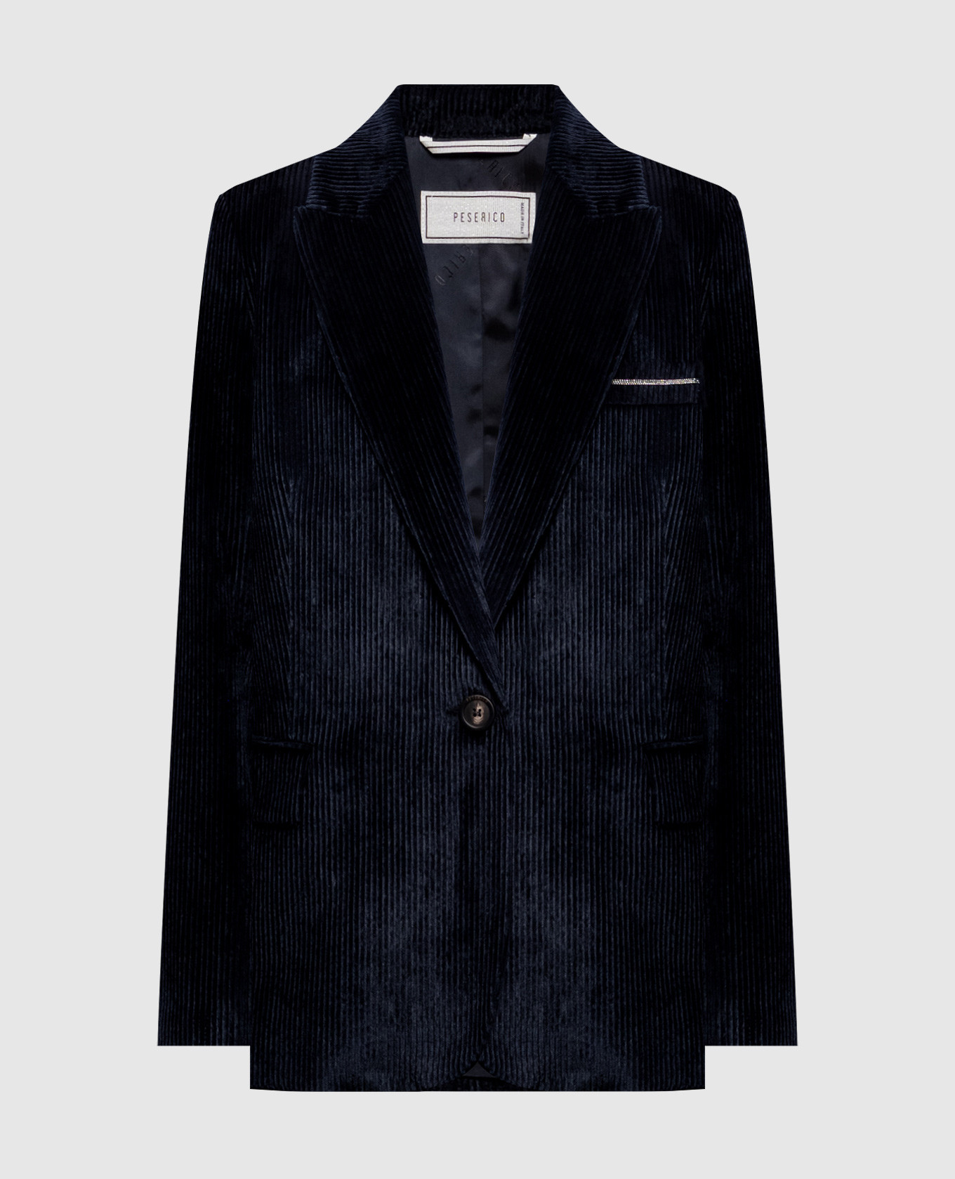 Blue corduroy jacket with monil chain