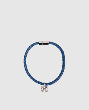 Off-White Blue leather bracelet with Arrow pendant OMOA10NC99MET001