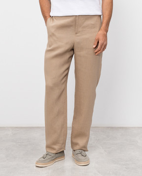 Agnona Beige linen pants T711U7YU3049