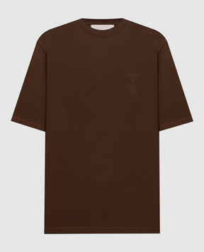Ami Paris Brown T-shirt with textured emblem UTS357726w