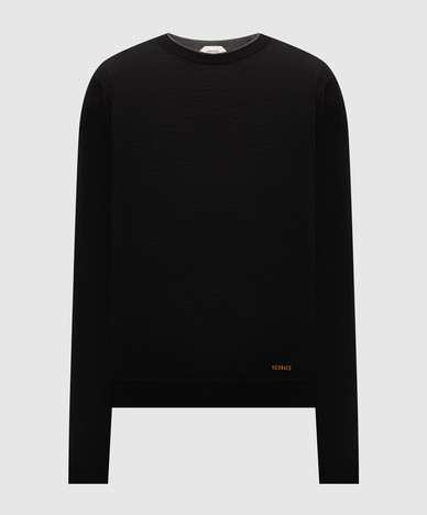 Schwarzer Wollpullover