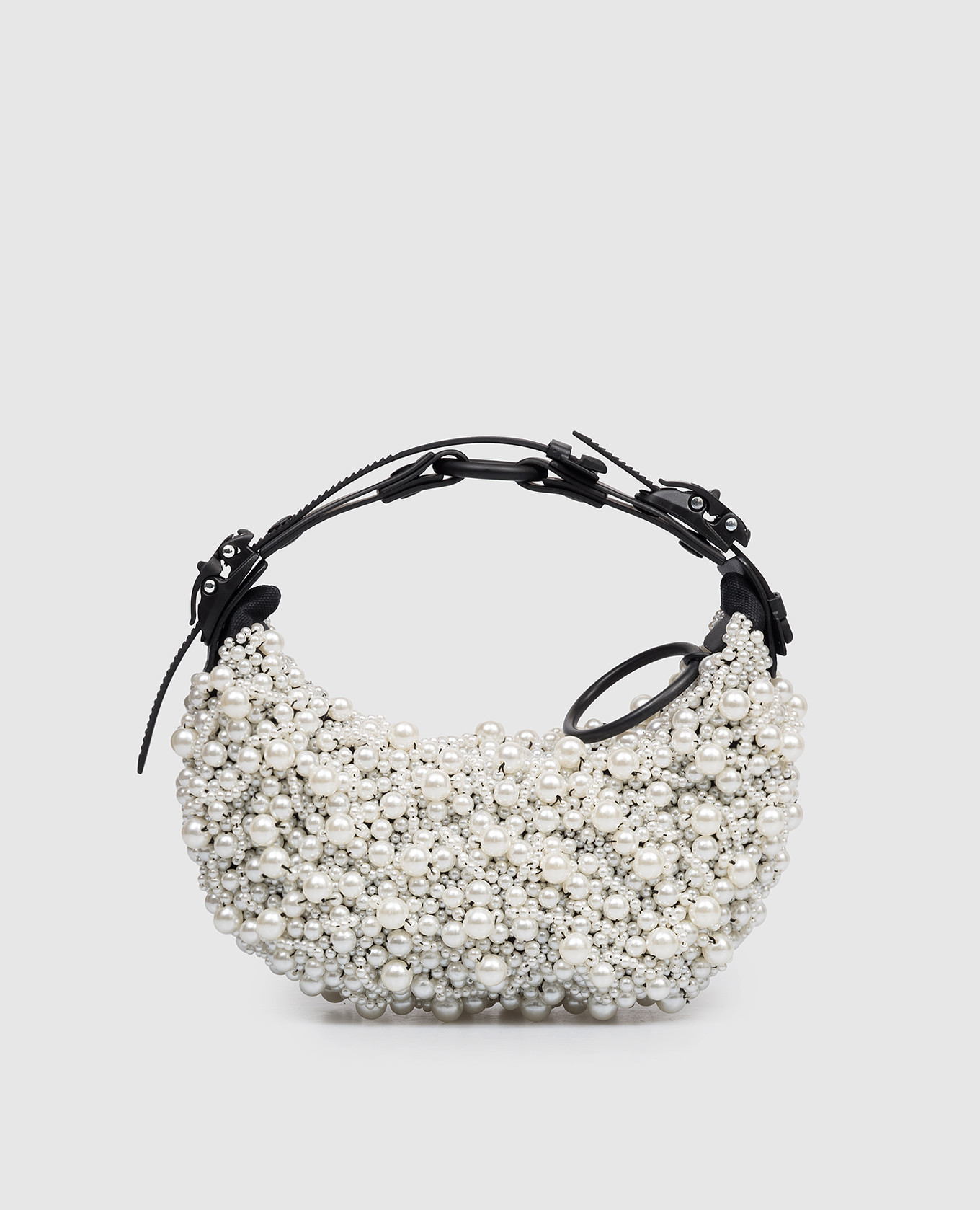 

White HM0 hobo bag with pearl beads Innerraum