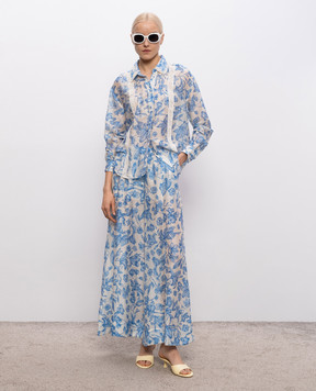 Twinset White blouse with floral print linen 261LM2SAA