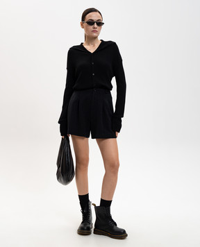 Y`S Yamamoto Black patterned wool shorts YLP01107