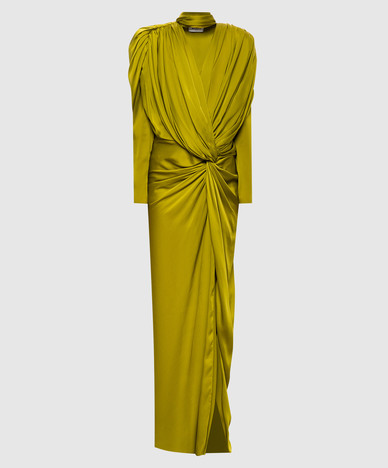 Vestido largo de seda verde