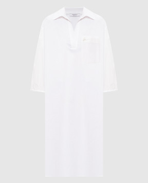 Peserico White silk dress with logo print S0256600K1979A
