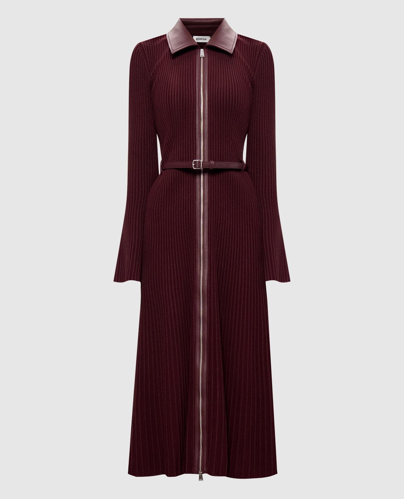 Ismelle burgundy ribbed midi dress
